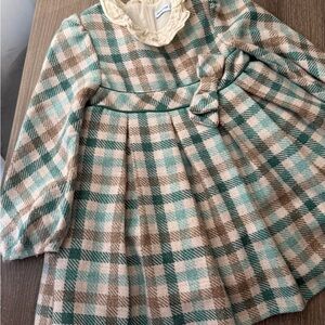 Mayoral Cream and Brown Ruffled Dress